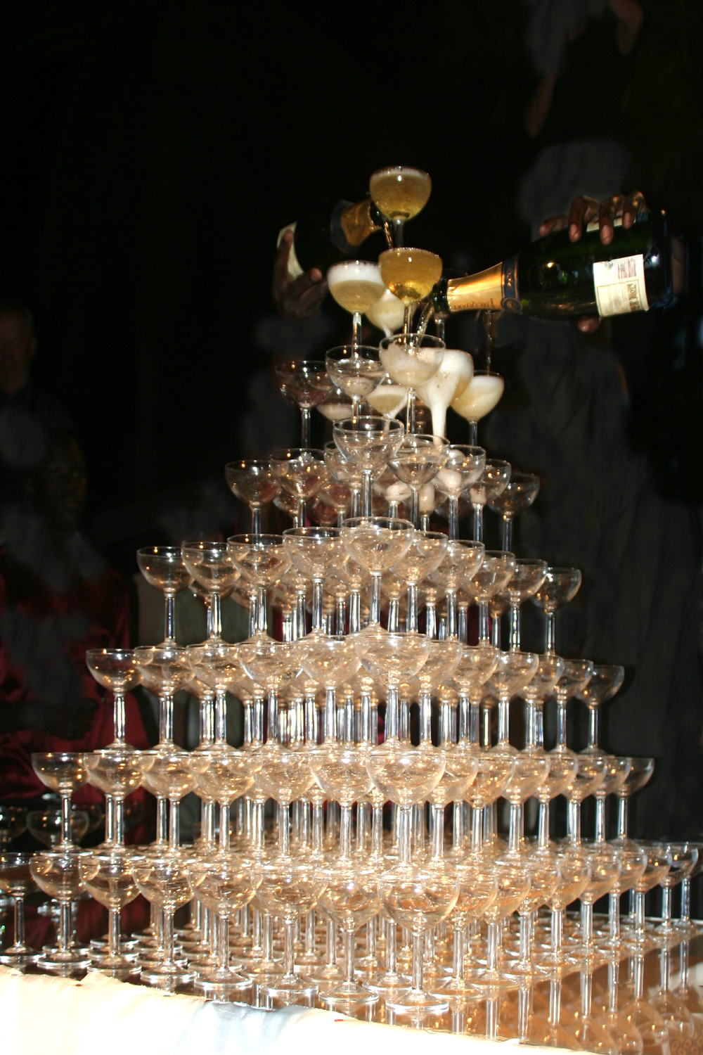 Champagne tower showing hierarchical flow